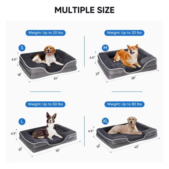Dog Bed 28"x23" Orthopedic Dog Sofa Bed Medium, Supportive Foam Pet Couch - Picture 5 of 5